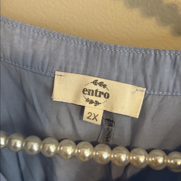 Entro Light Blue Ruffle Sleeve Blouse size 2x - Picture 4 of 6